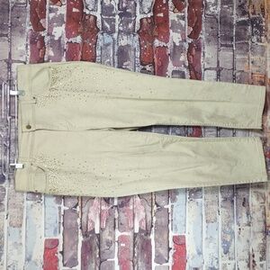 Chico's Platinum "Tonal Paisley" Embellished Crop Jeans